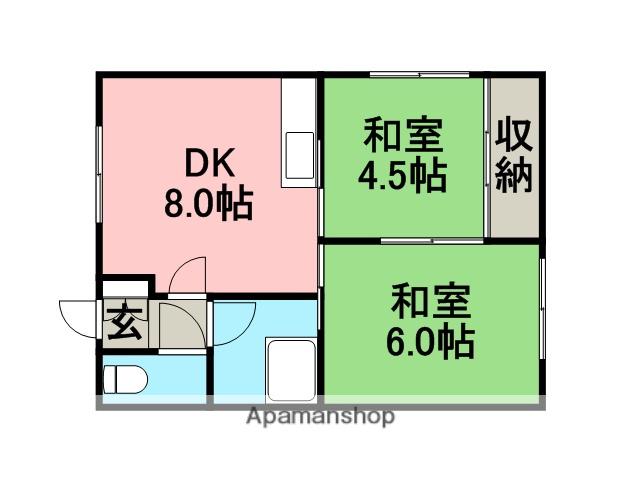 北陽ハイム(2DK/2階)の間取り写真