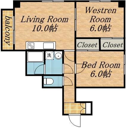 スクエア21(2LDK/4階)の間取り写真