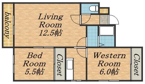 晃和レジデンス(2LDK/4階)の間取り写真