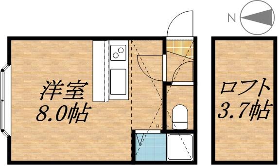 ノーステリア(ワンルーム/2階)の間取り写真