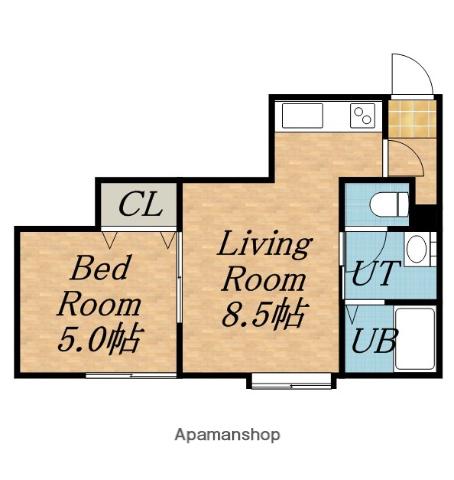 ペール・ノエル(1DK/2階)の間取り写真