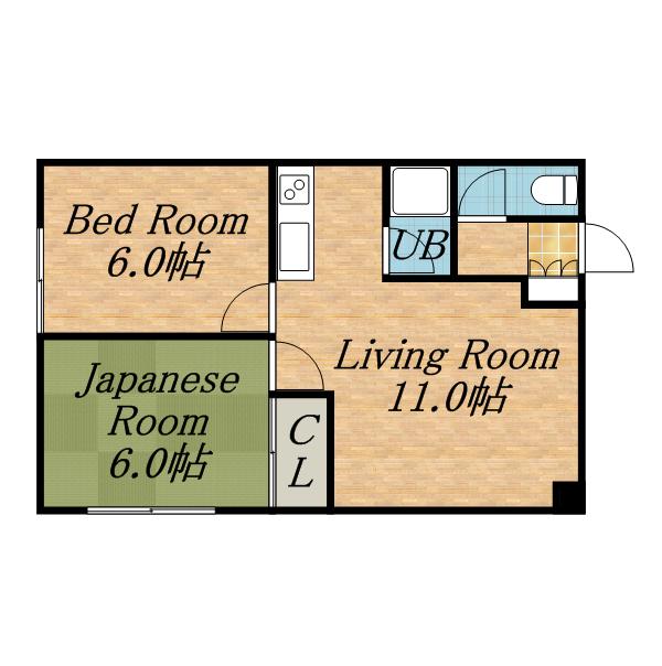 カーサ本町(2LDK/2階)の間取り写真