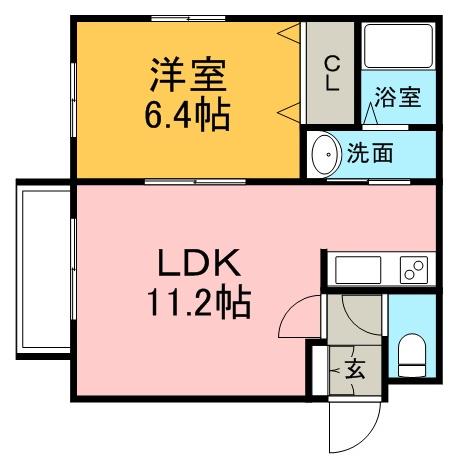 プレミエール北22条(1LDK/2階)の間取り写真
