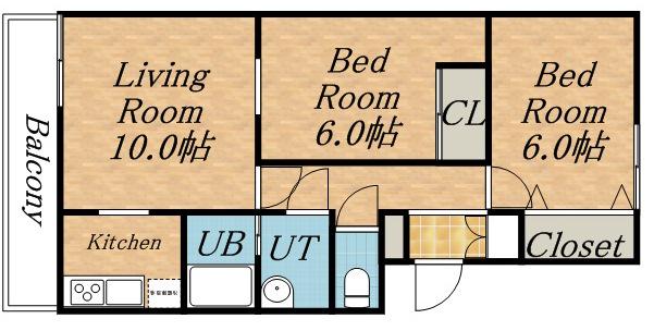 M.マエダ1(2LDK/3階)の間取り写真