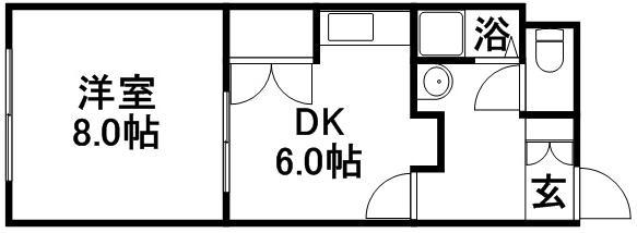 第6木村ビル(1DK/3階)の間取り写真
