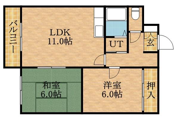 マンションえむず(2LDK/5階)の間取り写真
