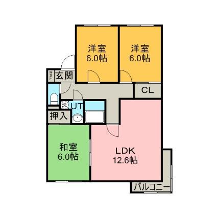 クレストール雅(3LDK/1階)の間取り写真