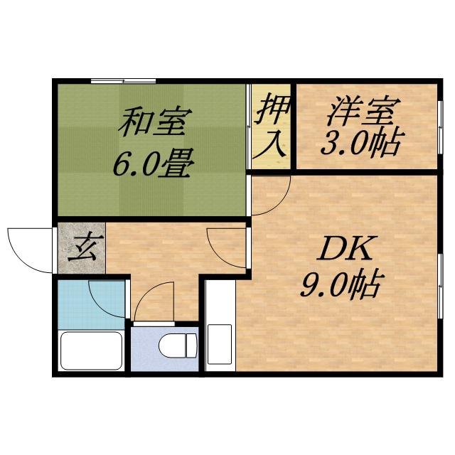 篠田ハイツ(2DK/1階)の間取り写真