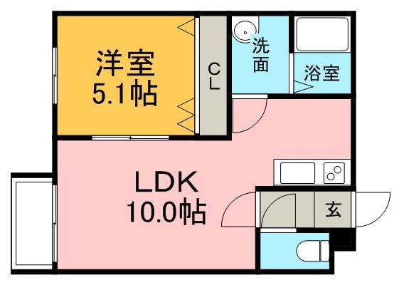プラチナコートN18(1LDK/1階)の間取り写真