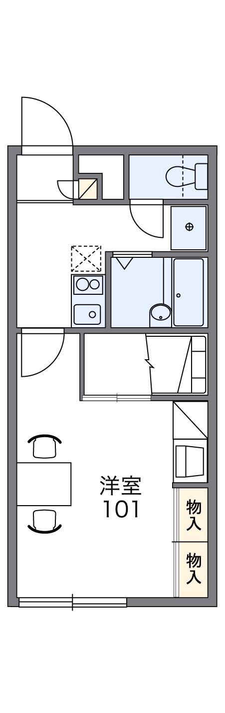 レオパレスN21北大(1K/1階)の間取り写真