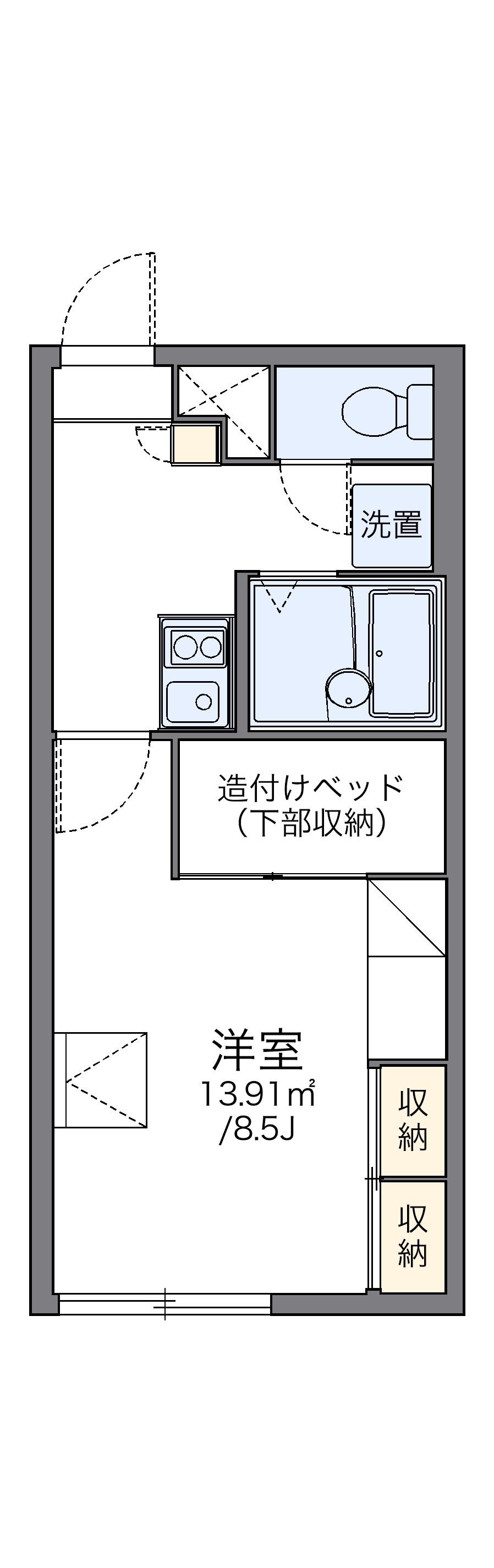 レオパレスパルシティ本町22(1K/2階)の間取り写真