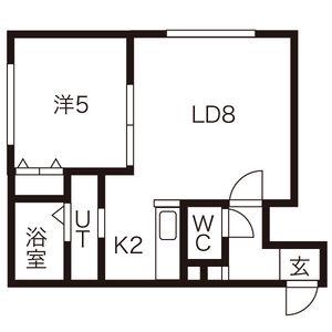 プリマクラッセ環状通東(1LDK/2階)の間取り写真