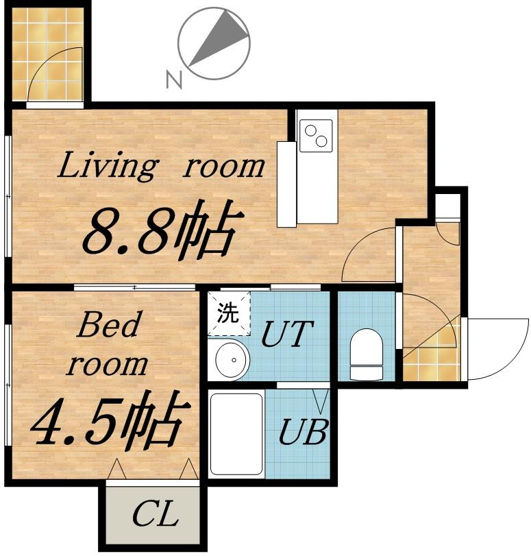 ル・ソレイユ(1DK/4階)の間取り写真