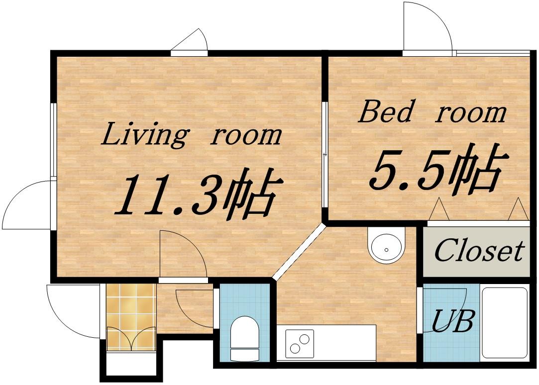 スイート・ブライアス・ハウス(1DK/2階)の間取り写真