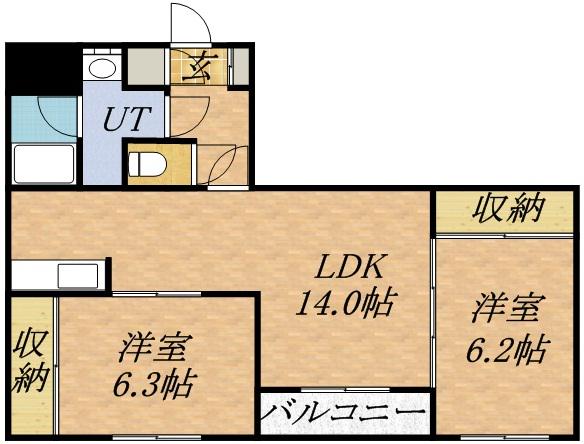 ファーストステージN16(2LDK/4階)の間取り写真