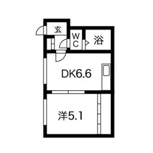 北星ハイツA(1DK/2階)の間取り写真