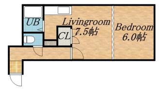 ハニサクル麻生(1DK/4階)の間取り写真