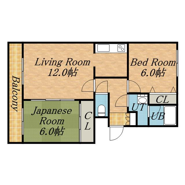 ローヤルハイツ東苗穂(2LDK/1階)の間取り写真