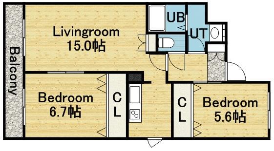 コンフォース杜(2LDK/2階)の間取り写真
