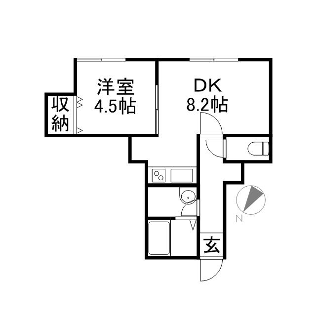 LUNA(1DK/2階)の間取り写真