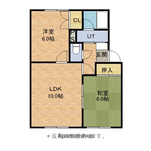 コーポハイブリッヂC(2LDK/2階)の間取り写真