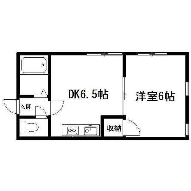 キラメック栄町3号館(1DK/2階)の間取り写真