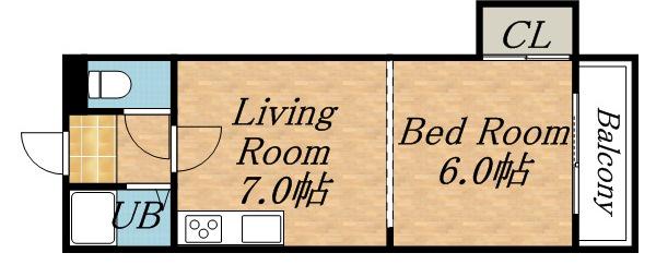 コスモタウン小野(1DK/5階)の間取り写真