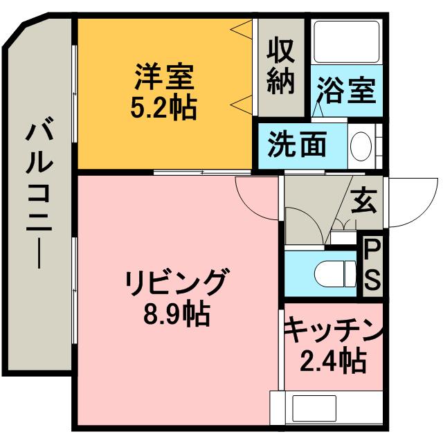 ラ・メール北園(1LDK/3階)の間取り写真