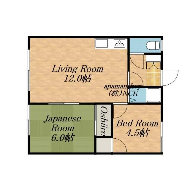2号コーポ菅原(2LDK/2階)の間取り写真