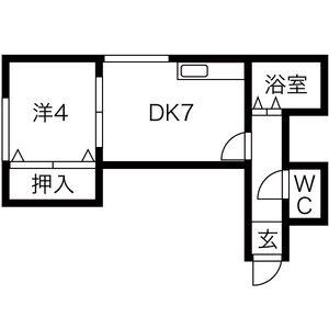 パルコート光星(1DK/4階)の間取り写真