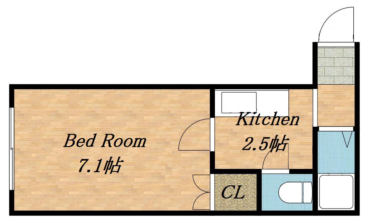 チェスタ麻生(1K/2階)の間取り写真
