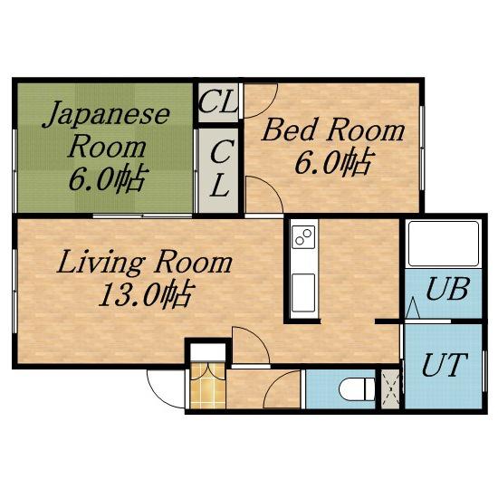 エスポワールA(2LDK/2階)の間取り写真