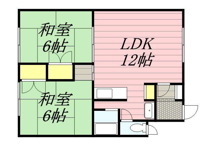 パレスコーポ(2LDK/2階)の間取り写真