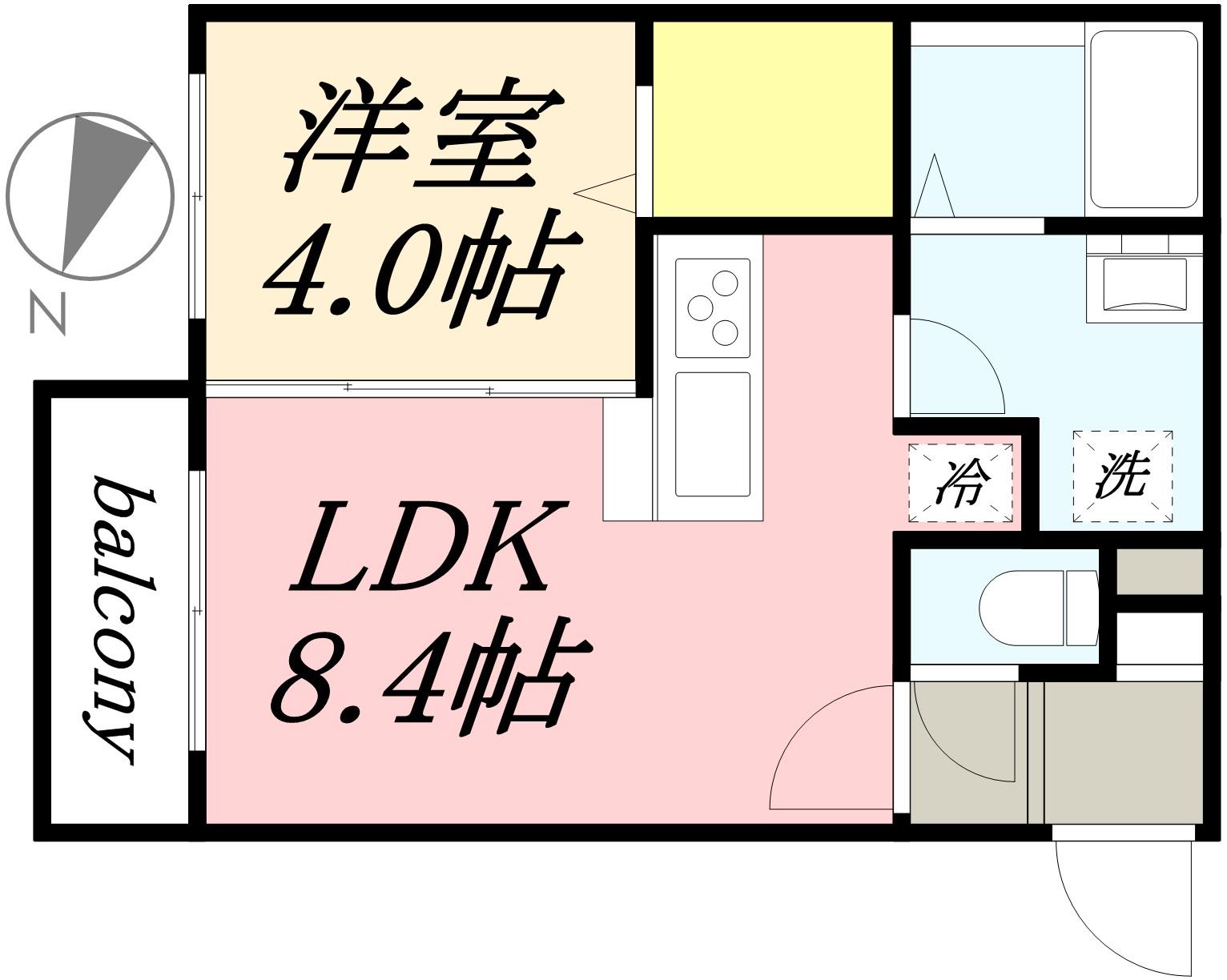 GIULIA197(1LDK/4階)の間取り写真
