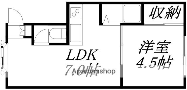 アルファコートⅠ(1DK/1階)の間取り写真