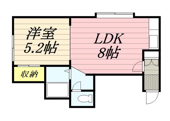 モンテメール栄町(1LDK/2階)の間取り写真