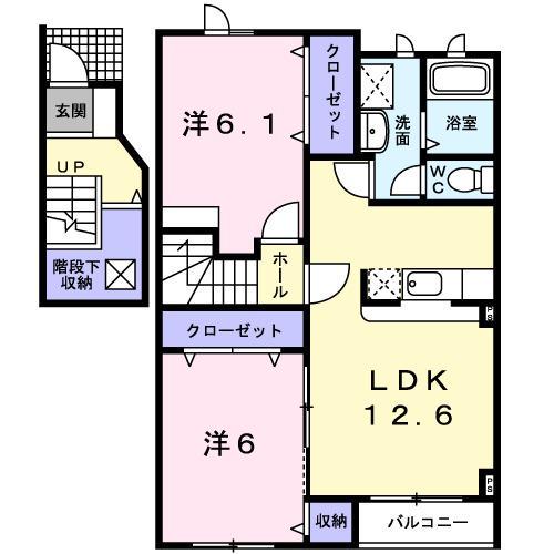 ユニゾンさかえ通Ⅱ(2LDK/2階)の間取り写真
