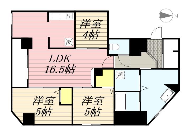 フランセレジデンシア スイート南麻生(3LDK/4階)の間取り写真