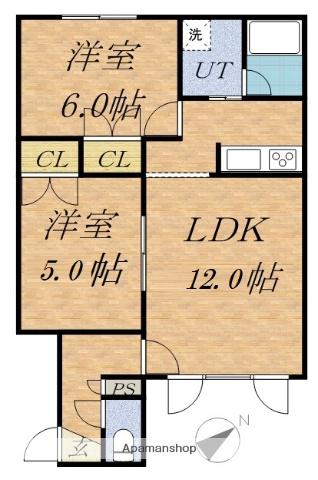 レジデンス祥(2LDK/1階)の間取り写真