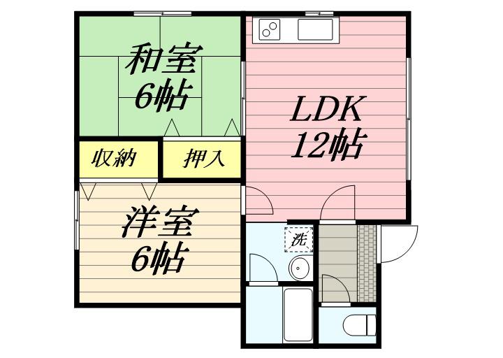メゾンゴールド(2LDK/2階)の間取り写真