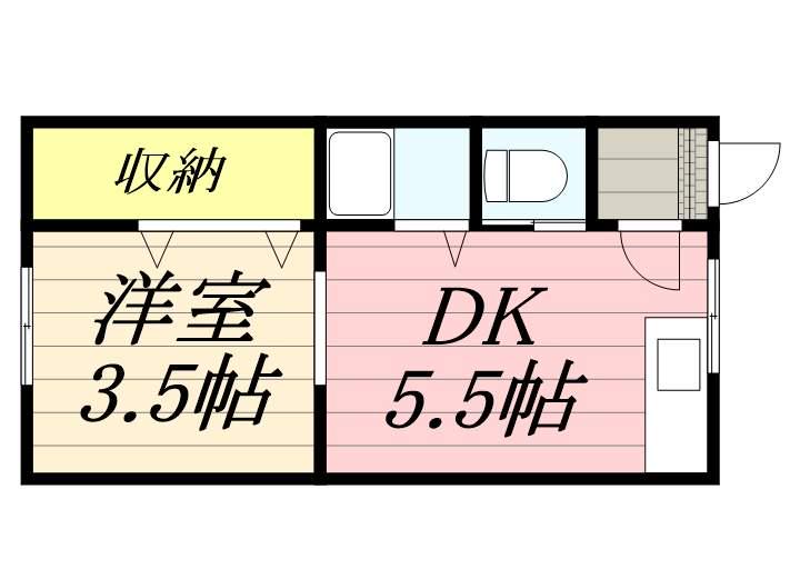 コーポ安暖手(1DK/2階)の間取り写真
