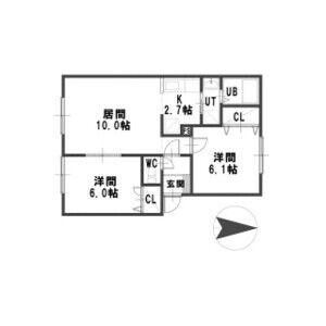 ルミエールHIDE(2LDK/1階)の間取り写真