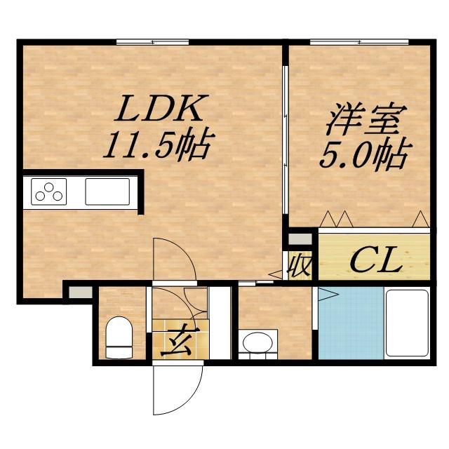 モルティーニ麻生Ⅱ(1LDK/4階)の間取り写真