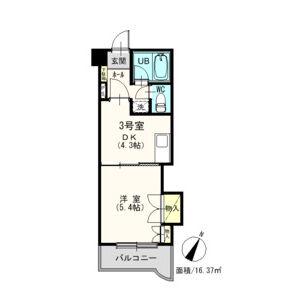 オリエントレジデンス(1DK/2階)の間取り写真