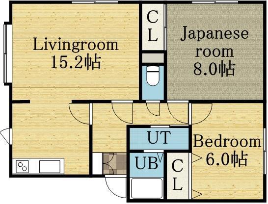 KIマンション37B(2LDK/2階)の間取り写真