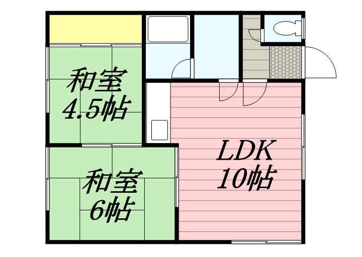 コーポ中安(2LDK/1階)の間取り写真