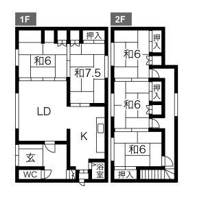 北海道石狩市 2階建 築50年(5LDK)の間取り写真