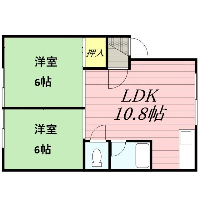 サニーハイツA(2LDK/2階)の間取り写真