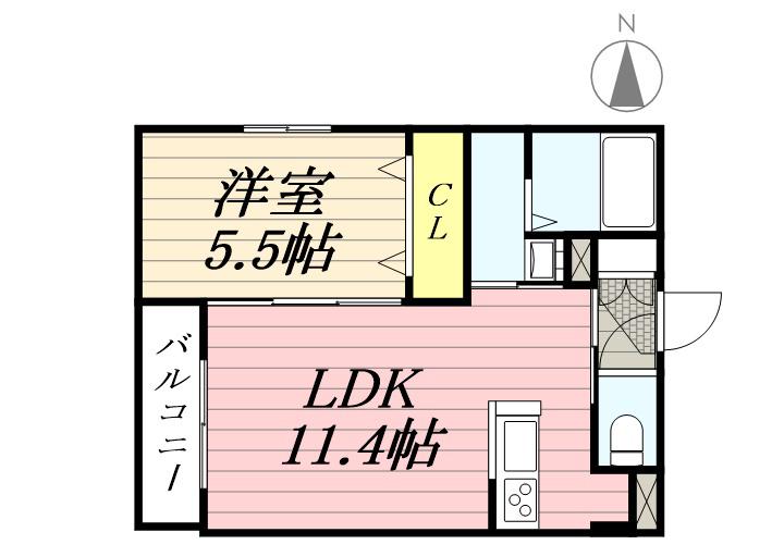 AFFLUENT(1LDK/2階)の間取り写真