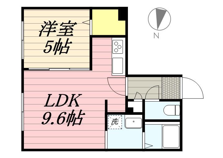 グランメール 北18条駅(1LDK/5階)の間取り写真